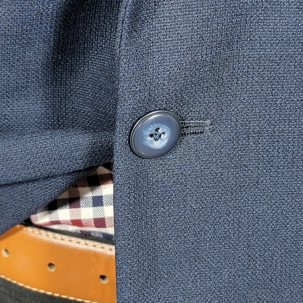 Stafford Essentials Men's Sport Coat Blazer Two Button Navy Blue‎ Poly Blend 46L